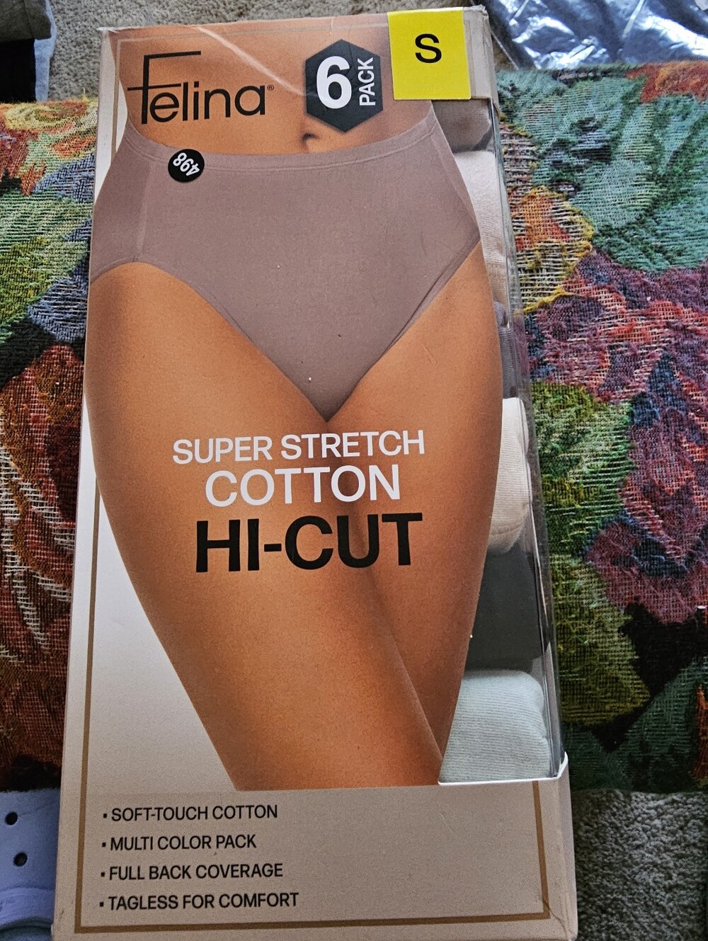 Felina Hi-Cut Super Stretch Cotton Shorts - Taupe Multi-Pack (Small)